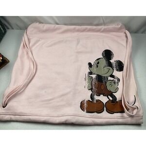 Disney Parks Mickey Mouse Pink Fleece Cinch Bag Drawstring Backpack